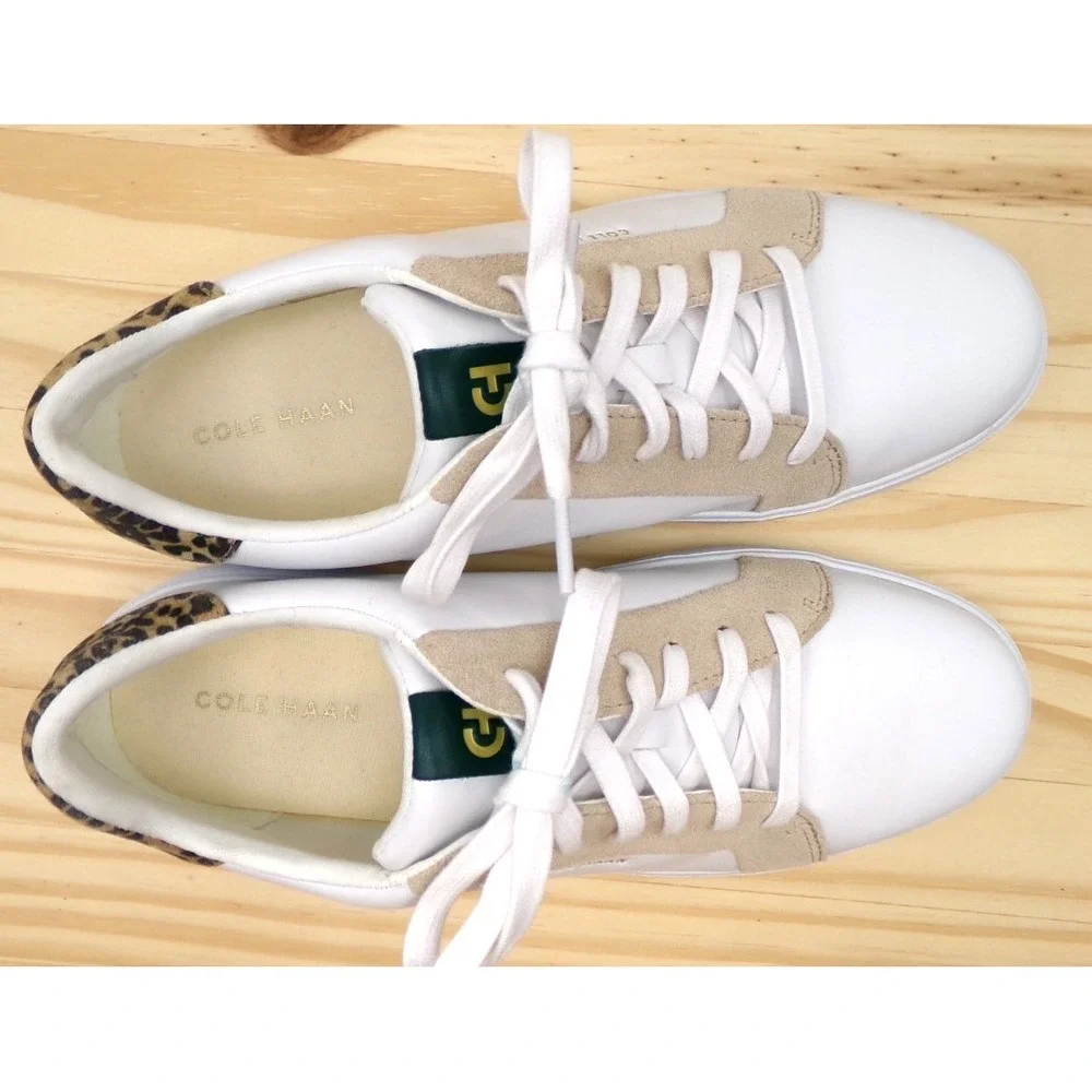 Cole Haan Grand Crosscourt Joy Platform Sneaker Women 10.5 B Optic White Leopard